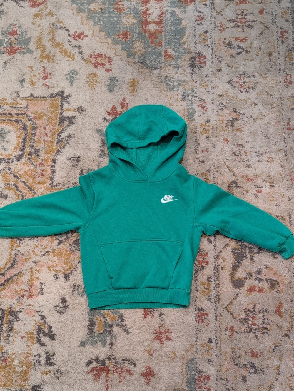 Nike Kids Green Hooded Sweatshirt with White Logo